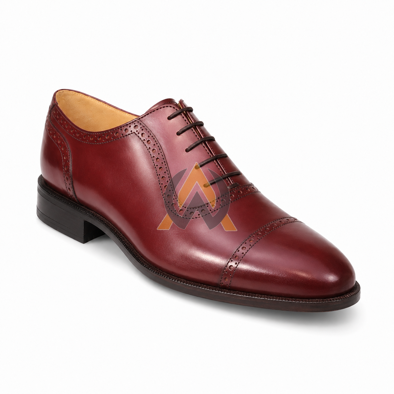 Burgundy Cap-Toe Oxford Brogue Shoes view 4