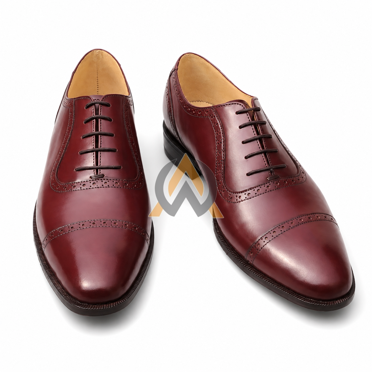 Burgundy Cap-Toe Oxford Brogue Shoes view 6