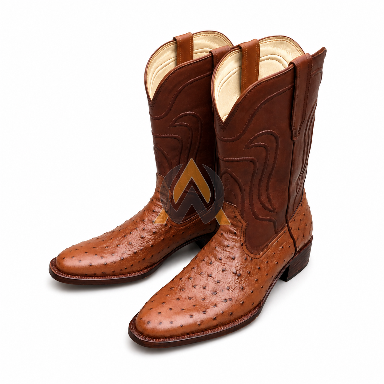 Tan Ostrich Cowboy Boots – Made to Order view 4