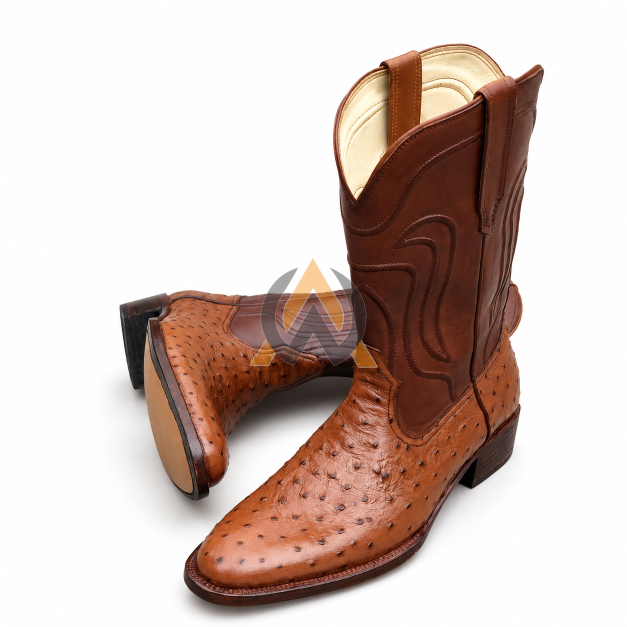 Tan Ostrich Cowboy Boots – Made to Order view 7