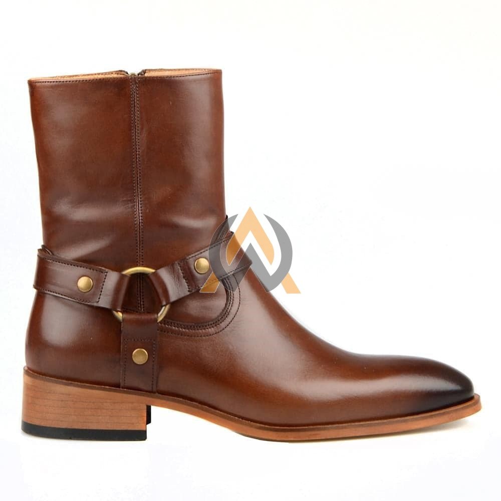 Men’s Chestnut Brown Harness Boots – Made to Order