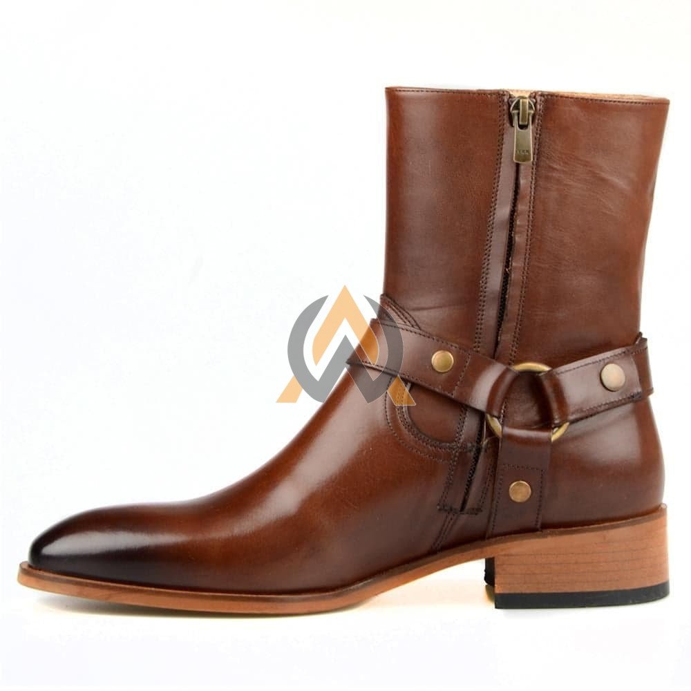 Men’s Chestnut Brown Harness Boots – Made to Order view 3