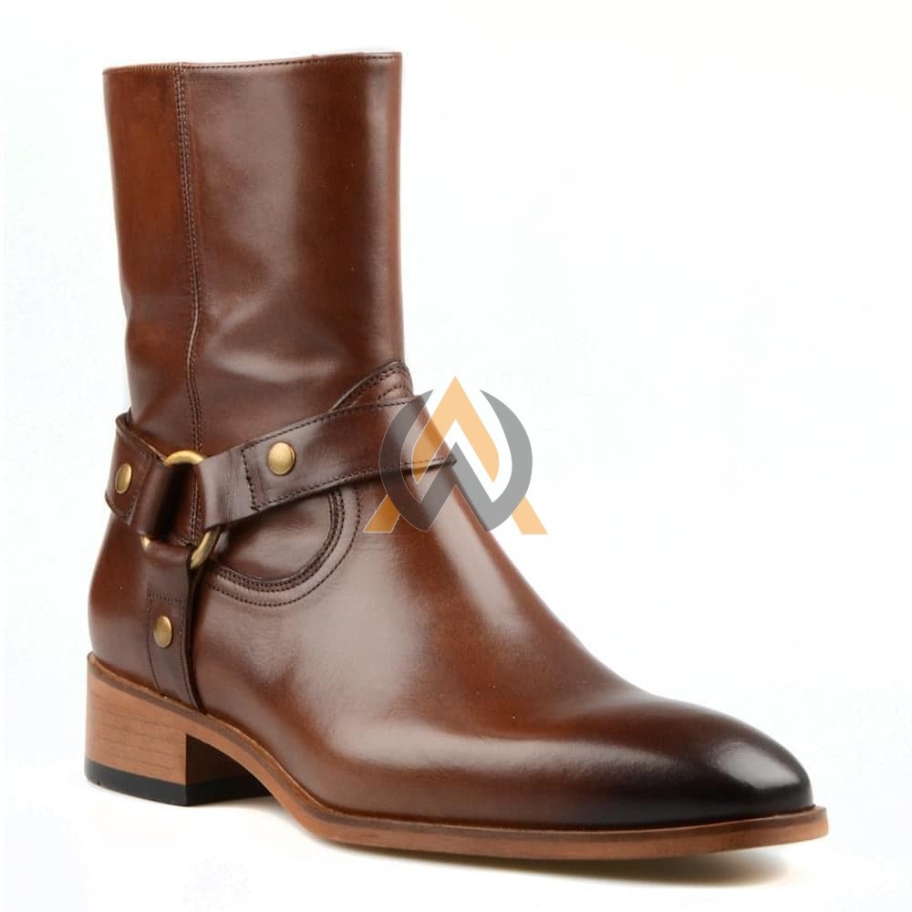 Men’s Chestnut Brown Harness Boots – Made to Order view 4
