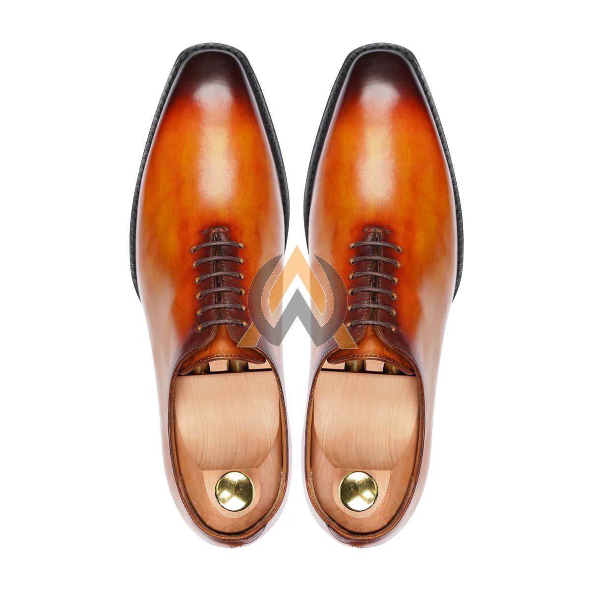 Men’s Cognac Patina Wholecut Oxford Shoes – Made to Order view 4