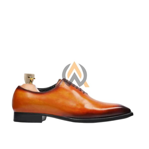 Men’s Cognac Patina Wholecut Oxford Shoes – Made to Order view 5